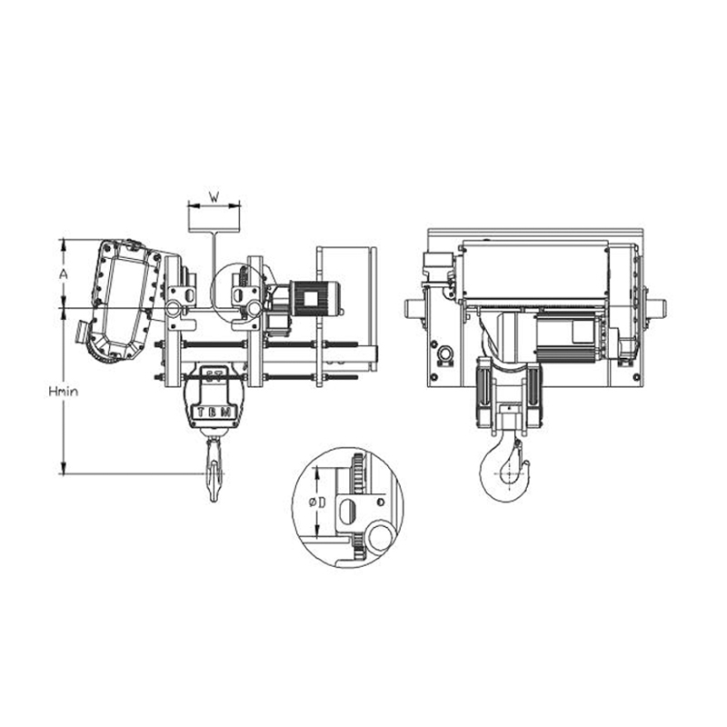 Palan électrique à câble SHA8 à faible hauteur libre
